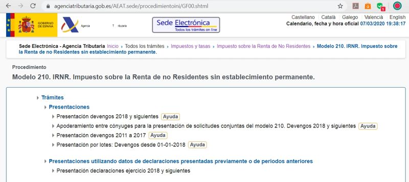 spanish tax form 210